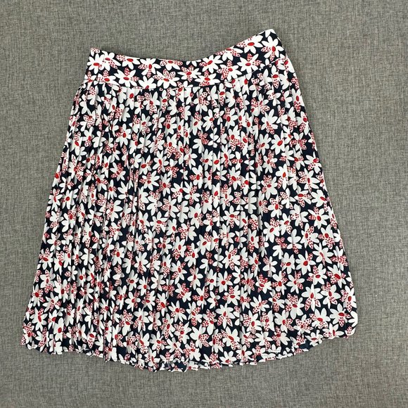 J. Crew Dresses & Skirts - J. Crew Pleated Skirt Floral Sz 00‎ Blue Red White Lined Zipper